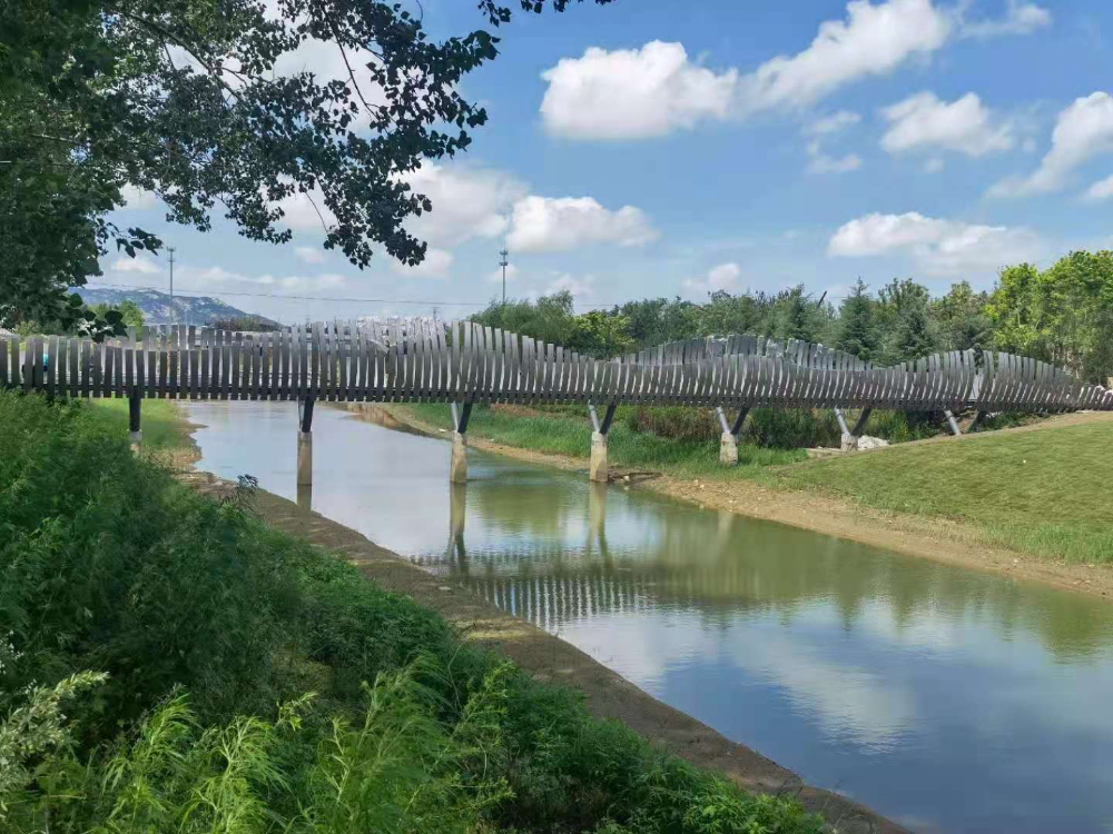 煙臺(tái)橋梁景觀工程八角河公園破繭橋施工中，敬請(qǐng)期待！—煙臺(tái)旭升鋼構(gòu)